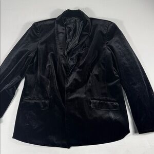 INC International Concepts Luxe Black Velvet Blazer single vent